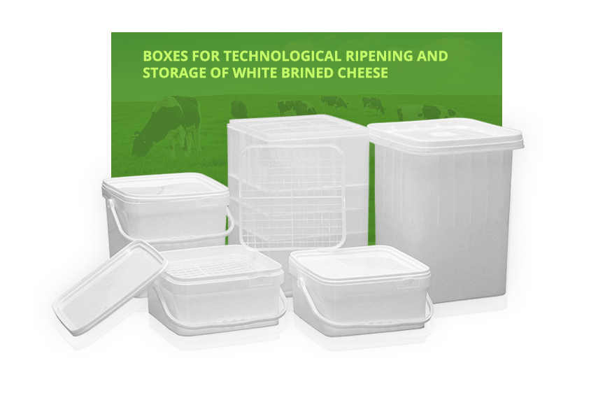 Boxes for technological ripening and storage of white brined cheese